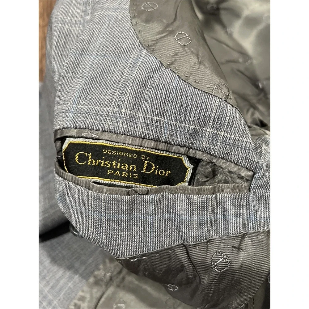 Christian Dior Hart Schaffner Mens Gray Plaid Worsted Wool  Blazer Jacket READ